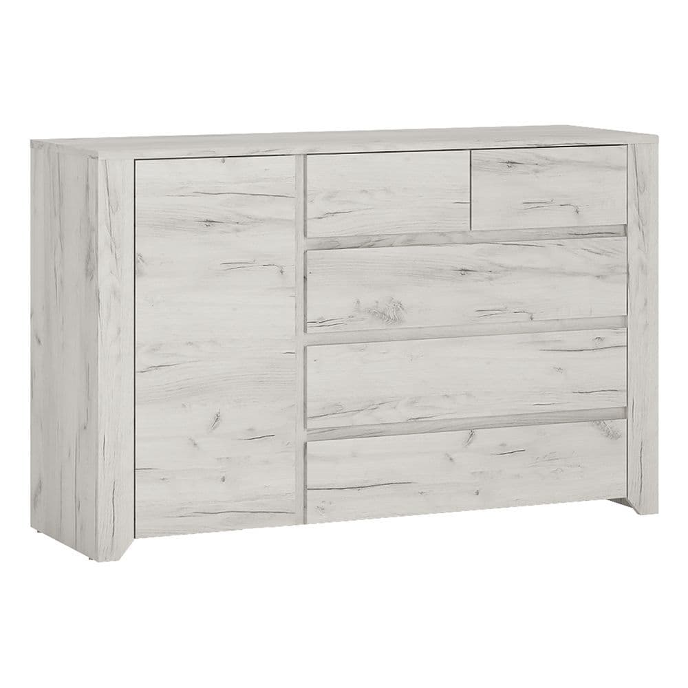 Argon 1 Door 2+3 drawer Chest in White Craft Oak